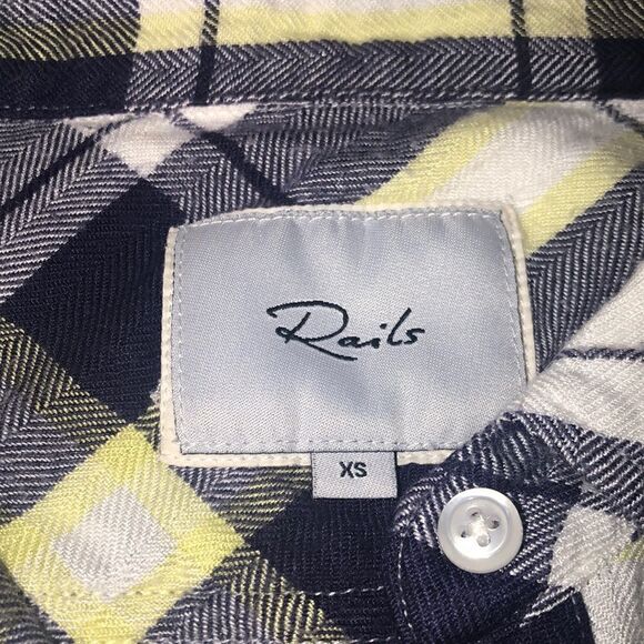 Rails Really Soft Hunter Flannel Shirt Perfectly Positioned Pocket Blue Yellow - Picture 4 of 17